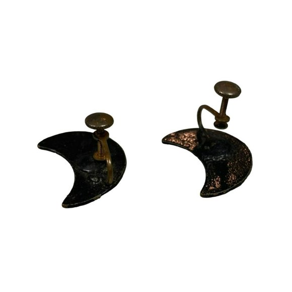 4 Pair Vintage Mid Century Enameled Copper Hand Painted Screw Back Earrings Roun - Picture 10 of 10